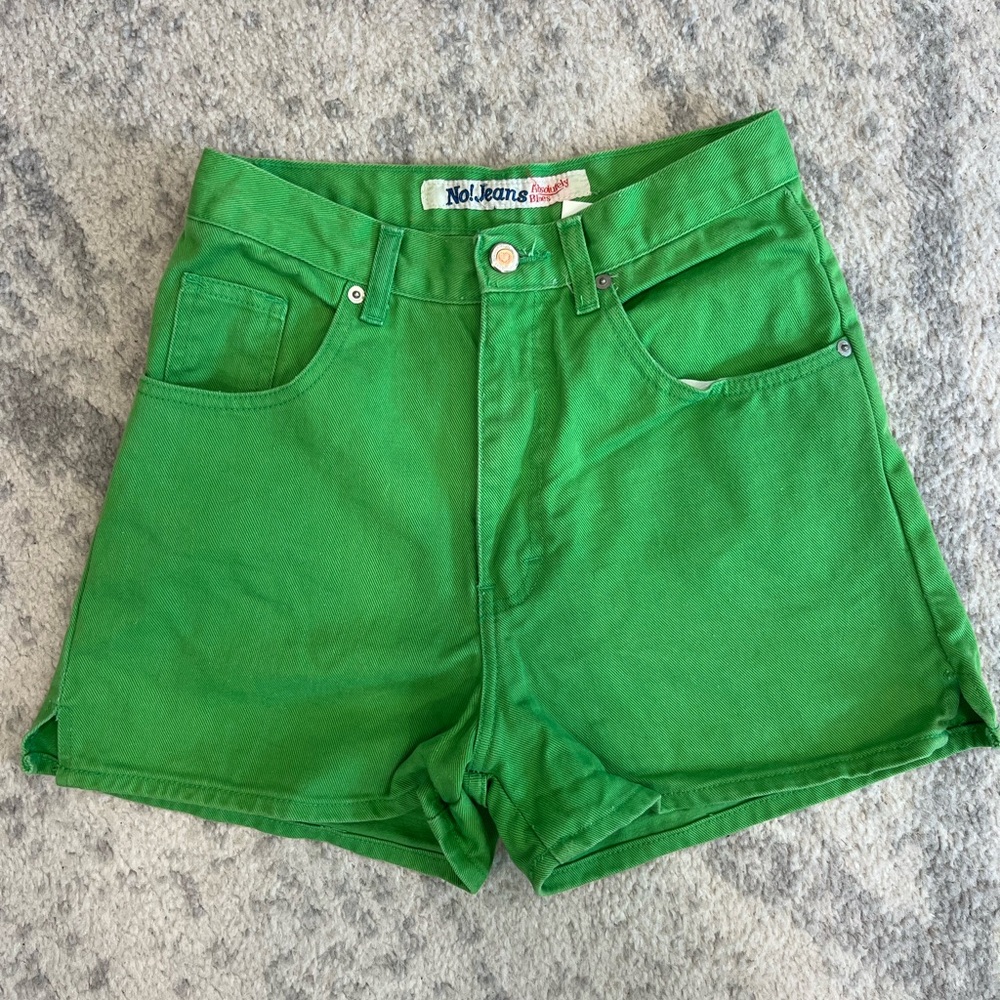 Vintage Womens NO! JEANS Absolutely Blue Green HR shorts ~